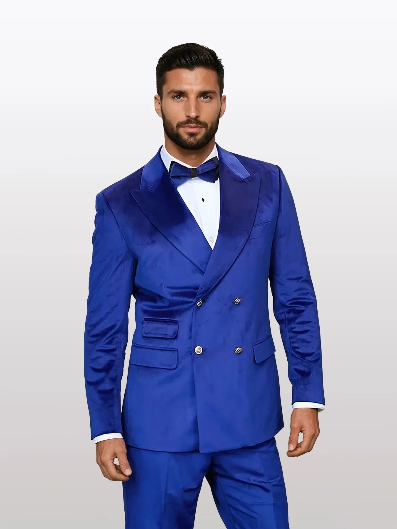 Statement Men's Sapphire Double Breasted Velvet Suits