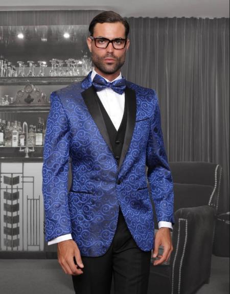 Statement One Chest Pocket Suits Royal blue suit - 38 Short Jacket+32 Waist Adjustable 28to34)(Height: 5 4 to5 7 )(Neck  15-16.5)S-M)