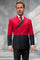 Mens Designer Double Breasted Suit – Wool Two Tone Black and Red Style