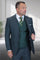 Men's Two Button Classic Wool Suit with Double Breasted Vest in Hunter Green Micro Plaid