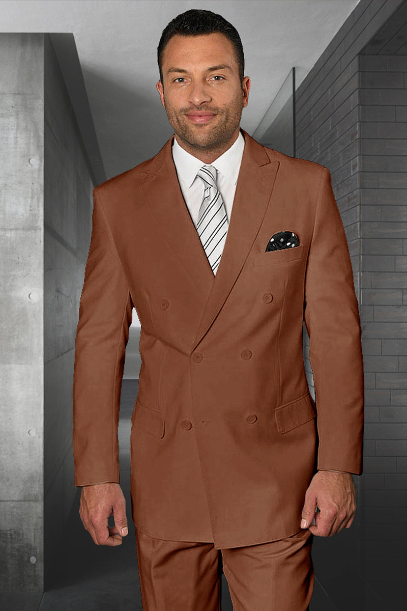 Men's Designer Double Breasted Wool Suit in Copper - 36 Short