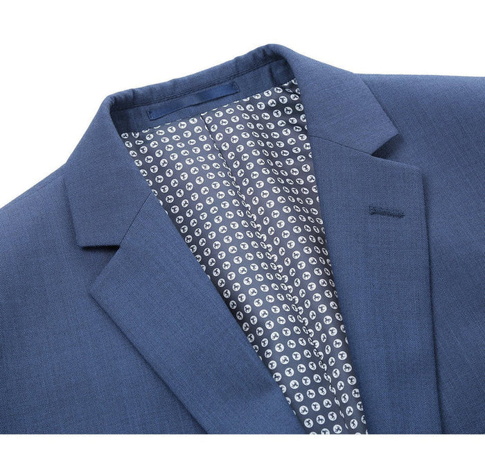 Cheap Priced Suit - Mens Two Button Slim Fit Hack Pocket Steel Blue Suit