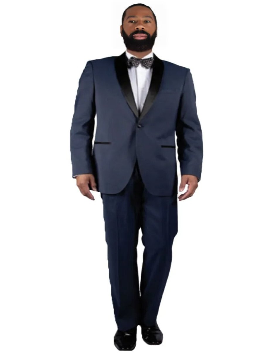 Mens Steve Harvery Vested Shawl Lapel Midnight Blue Tuxedo - Coat Size 38