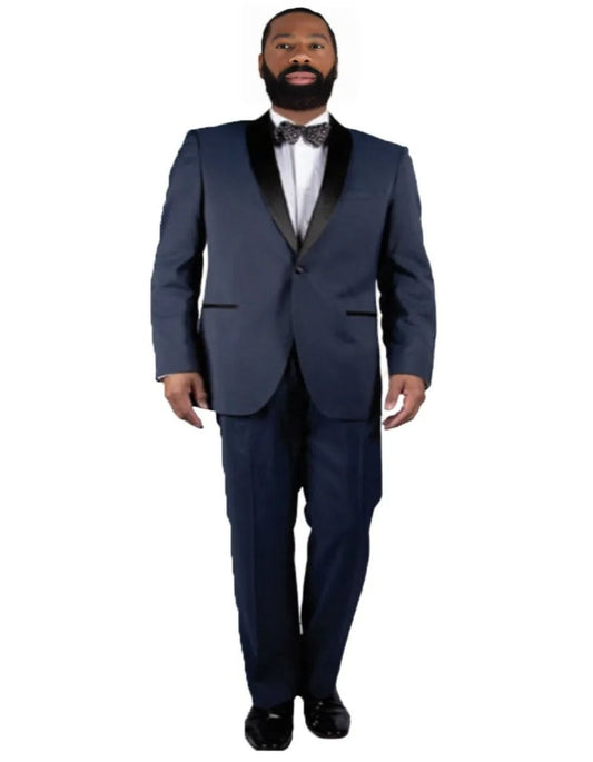 Mens Steve Harvery Vested Shawl Lapel Midnight Blue Tuxedo