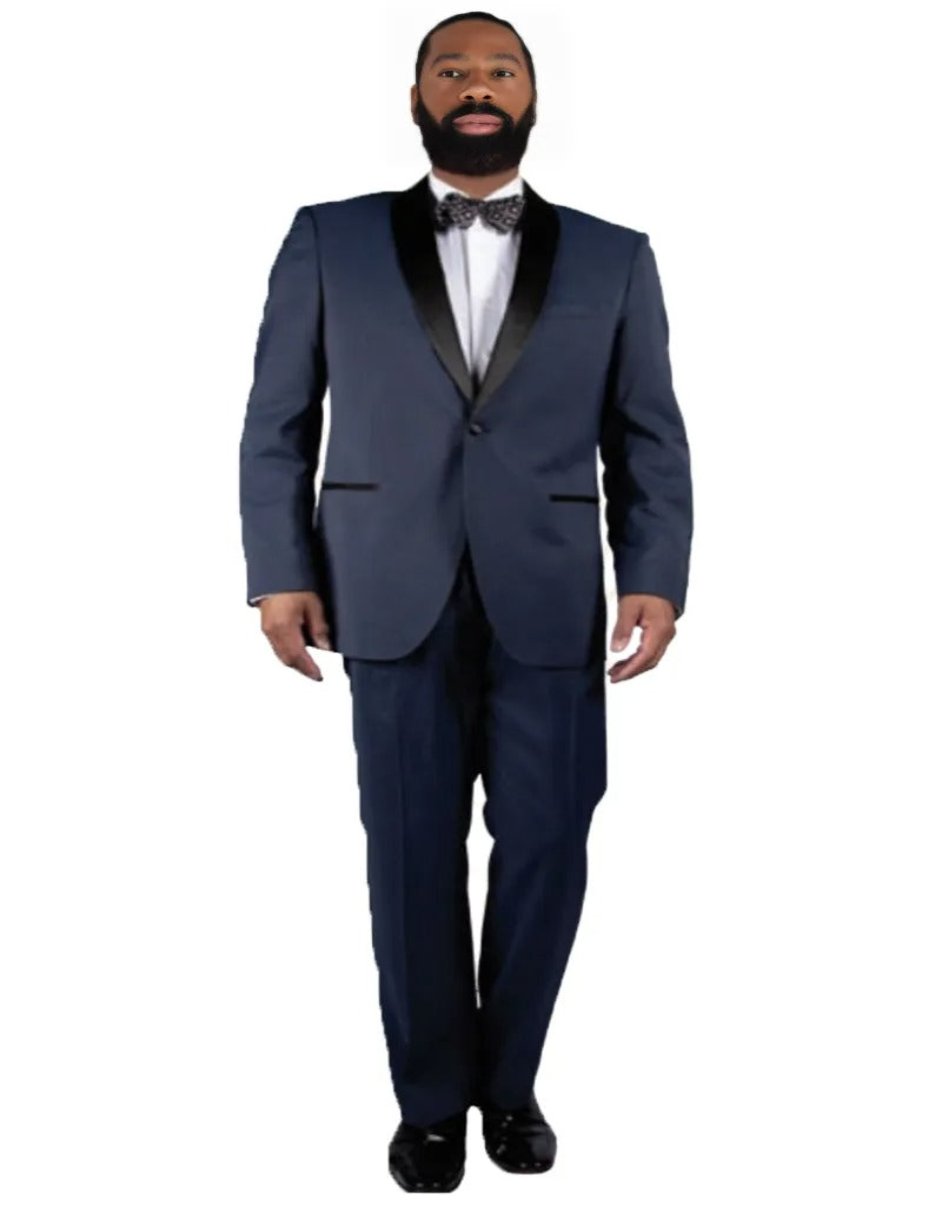 Mens Steve Harvery Vested Shawl Lapel Midnight Blue Tuxedo