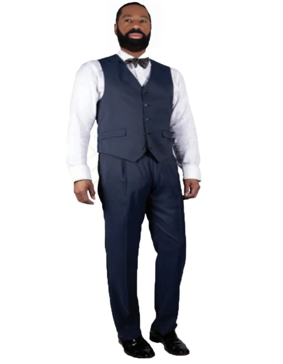Mens Steve Harvery Vested Shawl Lapel Midnight Blue Tuxedo - Coat Size 38