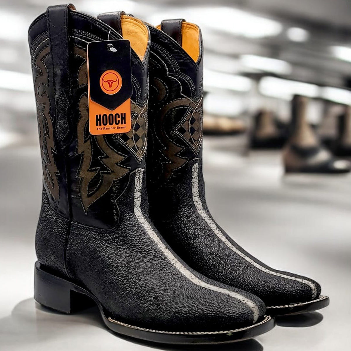 Square Toe Boots Stingray Print - EE