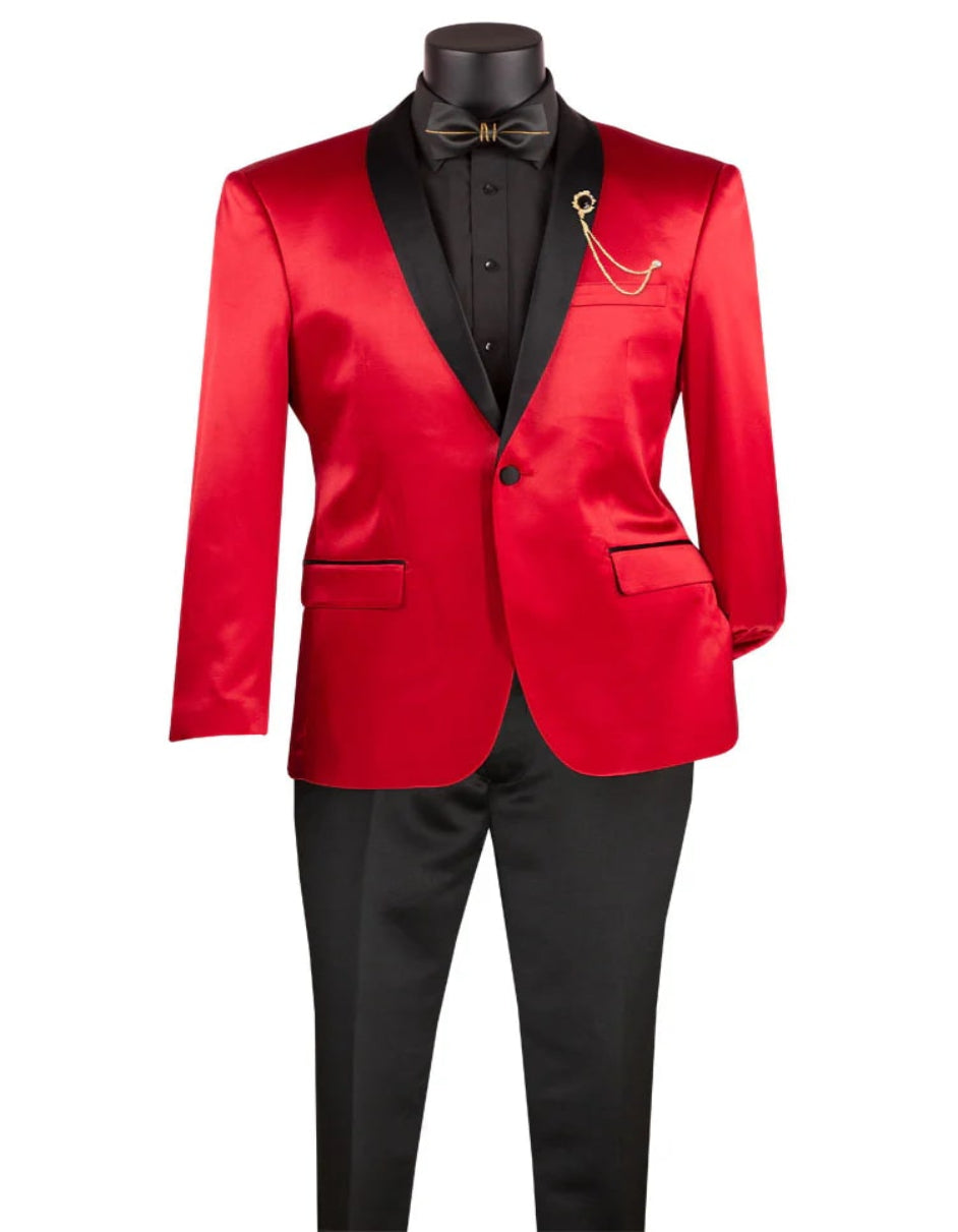 Stretch Sateen Red Tuxedo Jacket