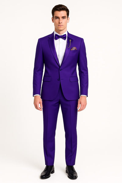Purple Tuxedo Suit for Men Stylish Two-Piece Prom and Wedding purple Suit with Matching Satin Lapel