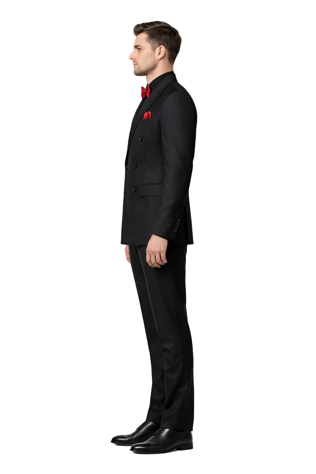 Ultra Slim Fit Double Breasted Charcoal Suit - Narrow Leg Pants - Gucci Cut - Tapered Jacket