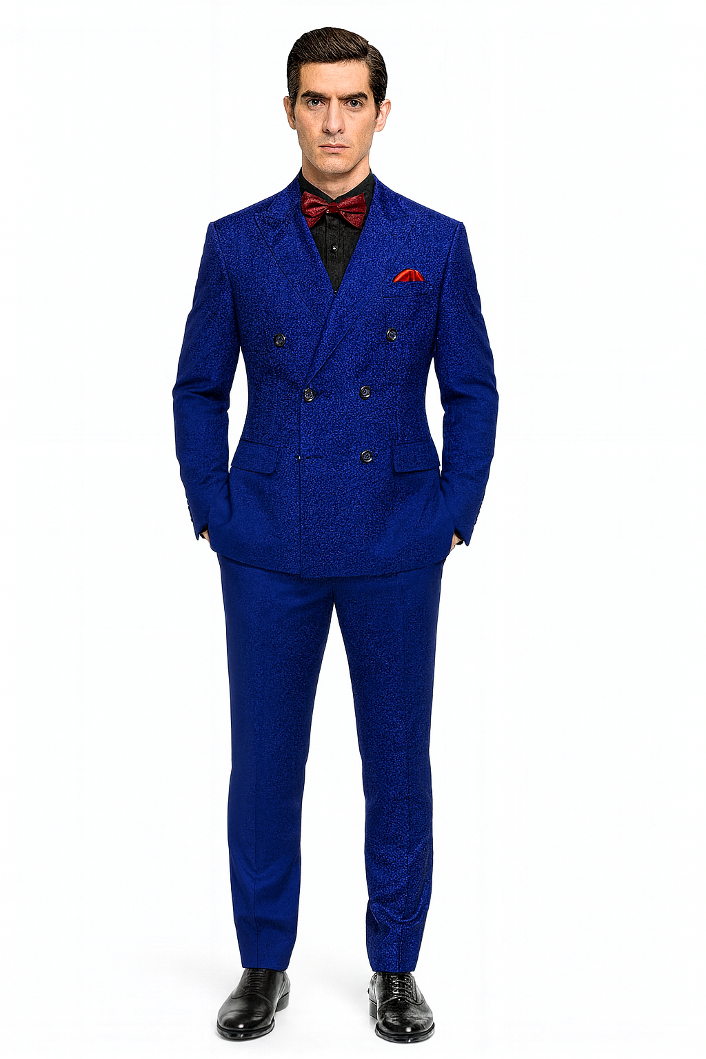 Ultra Slim Fit Double Breasted Royal Suit - Narrow Leg Pants - Gucci Cut - Tapered Jacket - 38 Short Jacket+32 Waist Adjustable 28to34)(Height: 5 4 to5 7 )(Neck  15-16.5)S-M)