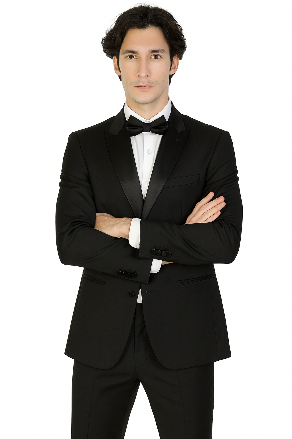 Mens 3-Piece Slim-Fit Shiny All Satin Suit Black - 34 Short or Extra Small