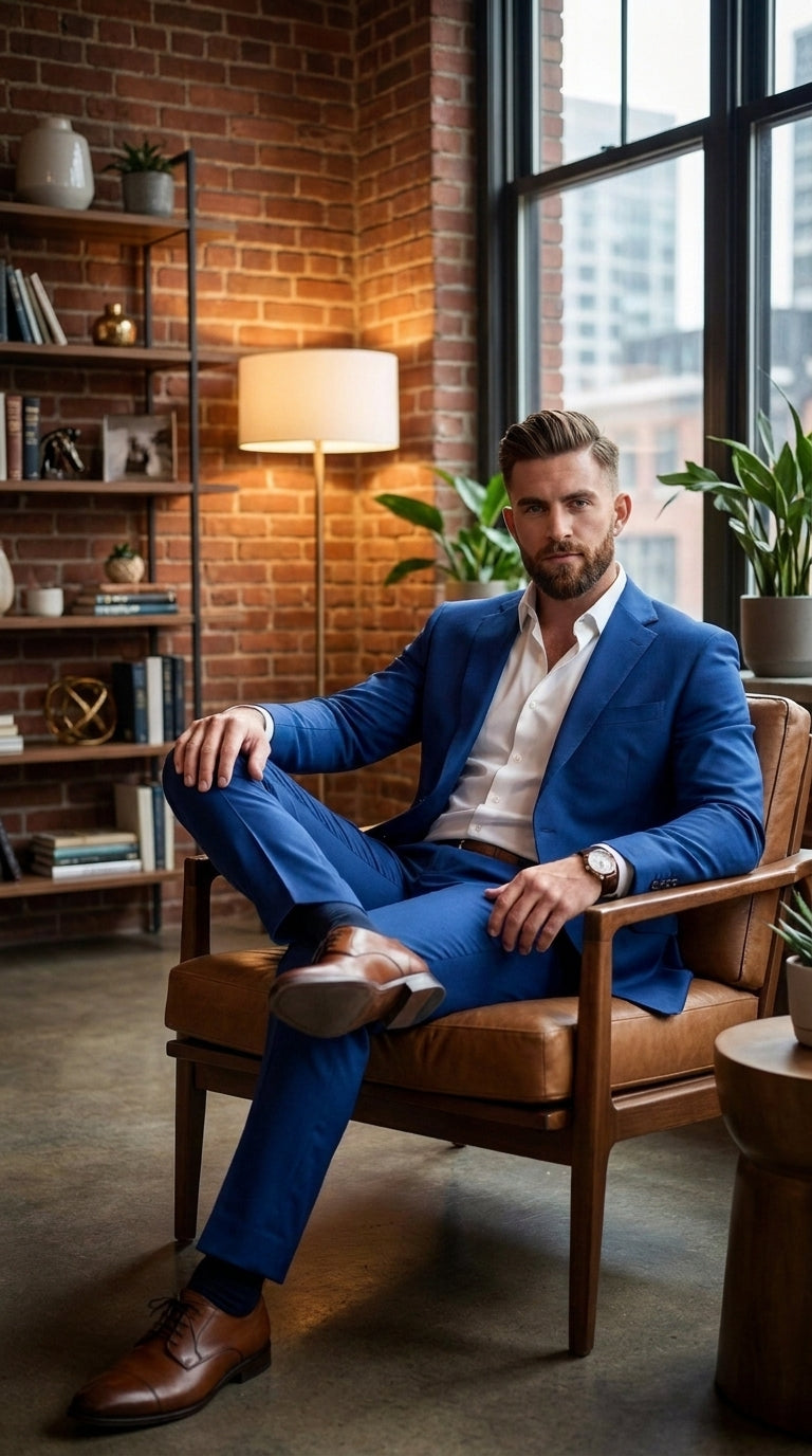 Men’s Dark Royal Blue Suit Separates, Big and Tall Indigo Cobalt Blue Formal Dress Suit - 38 Short Jacket+32 Waist Adjustable 28to34)(Height: 5 4 to5 7 )(Neck  15-16.5)S-M)