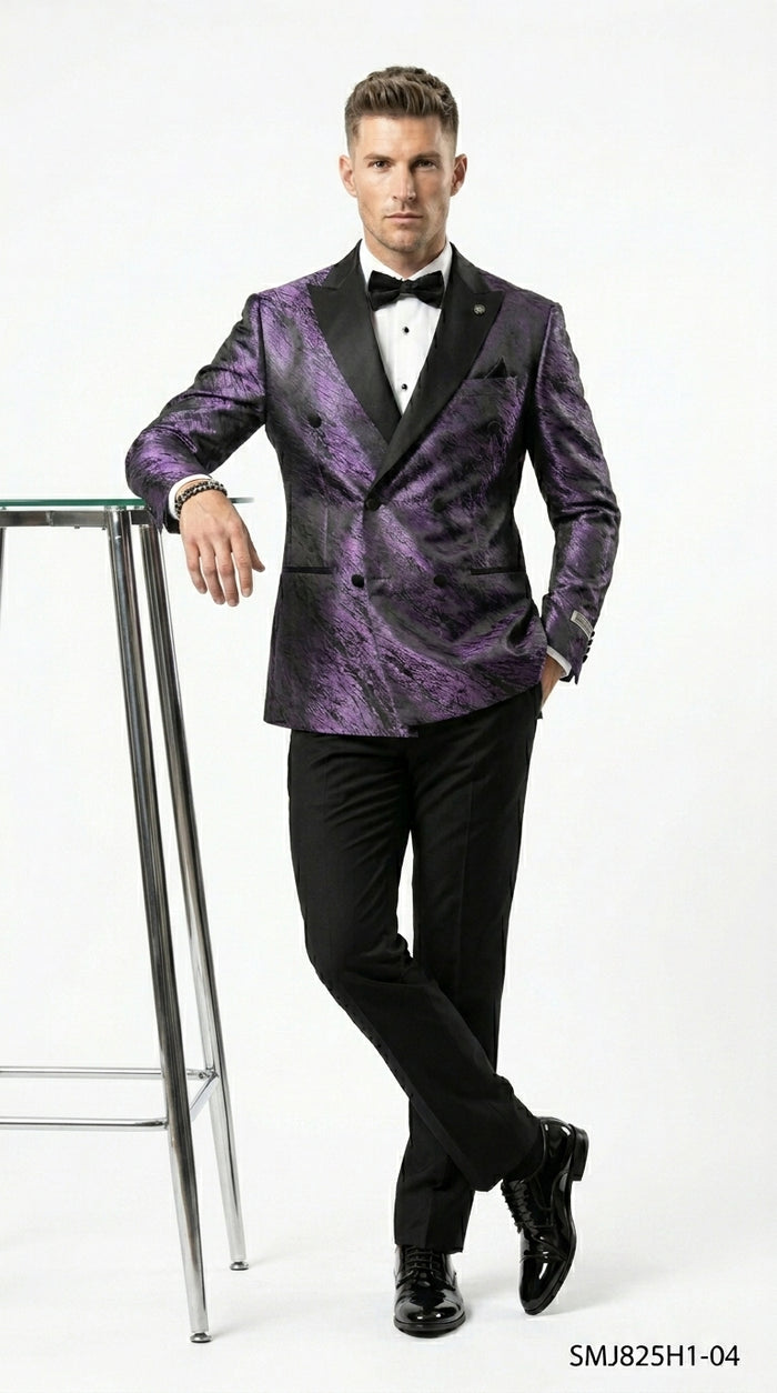 Stacy Adams Men’s High Fashion Pattern Sport Coat, Hybrid Fit Formal Blazer in Bronze, Silver, Red and Purple