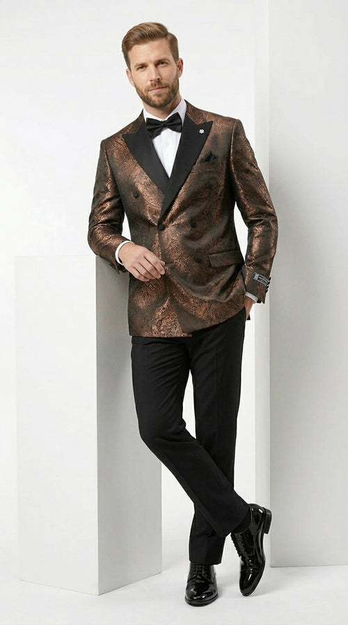 Stacy Adams Men’s High Fashion Pattern Sport Coat, Hybrid Fit Formal Blazer in Bronze, Silver, Red and Purple