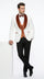Men’s White Paisley Tuxedo with Burnt Orange Velvet Shawl Lapel, Formal Wedding Prom Dinner Suit