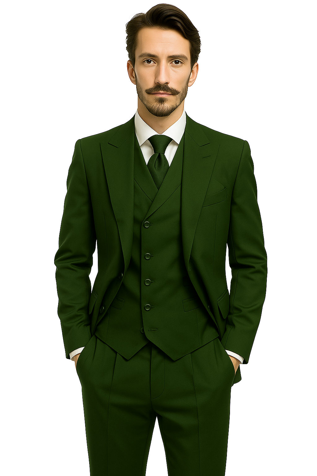 Mens 1930s Suits - Hunter Green Suit - 38 Short Jacket+32 Waist Adjust 28to34)(Height: 5 4 to5 7 )(Neck  15-16.5)S-M)