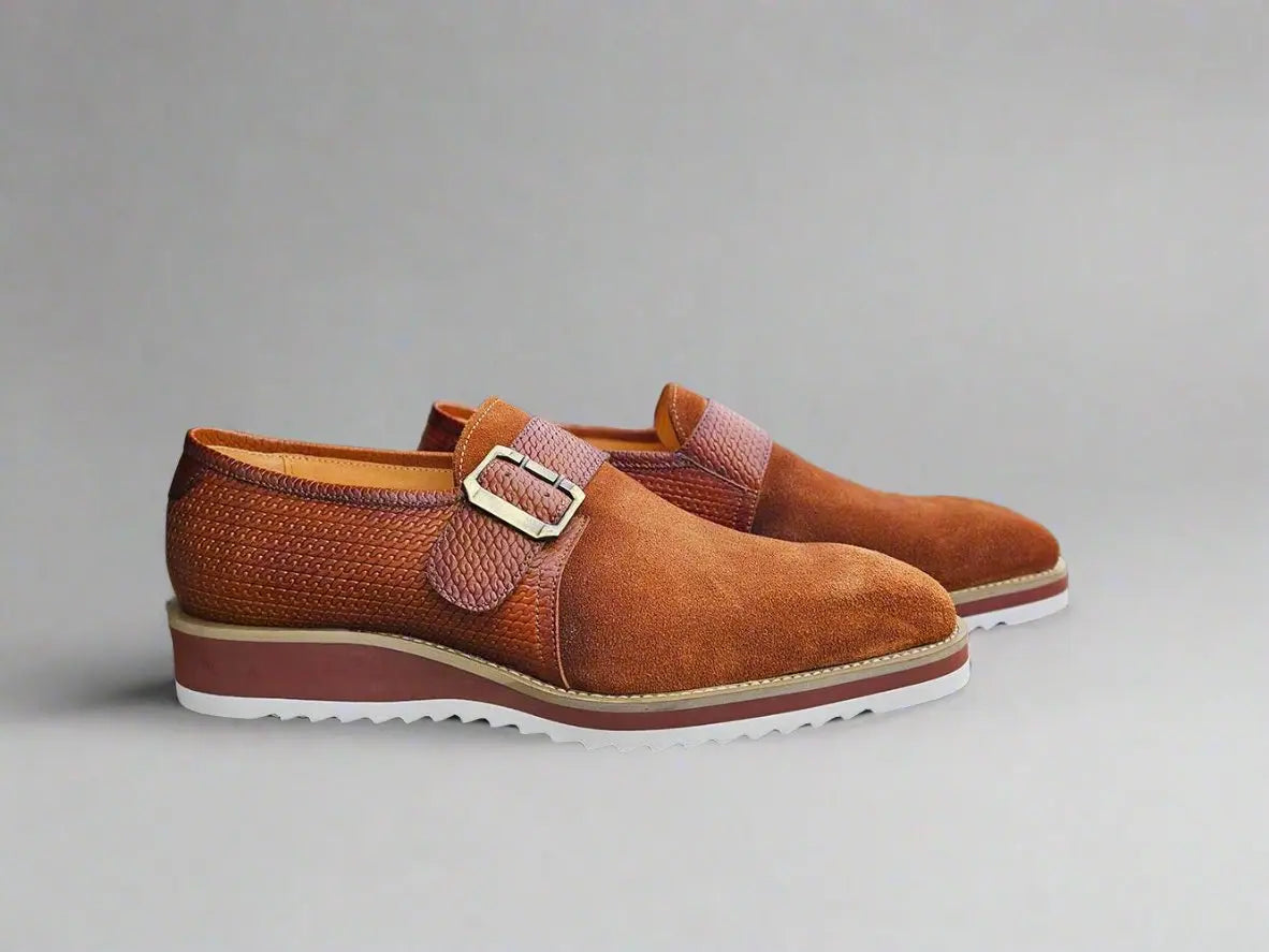 Suede Buckle Monk Strap Shoe - 7.5