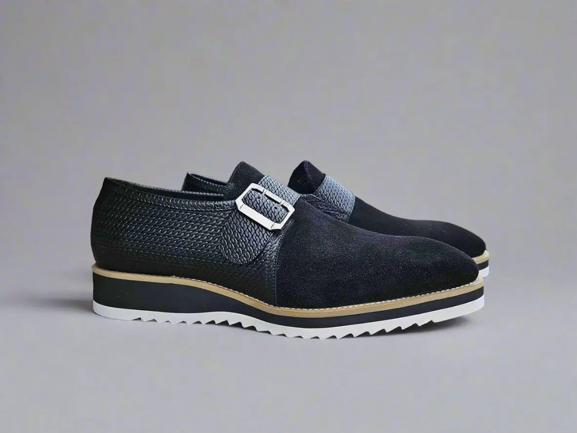 Suede Buckle Monk Strap Shoe - 7.5