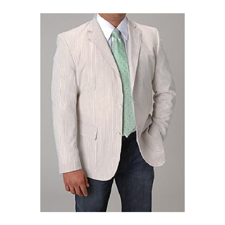 Summer Light Wright Sport Coat Khaki ~ Tan ~ Beige Seersucker