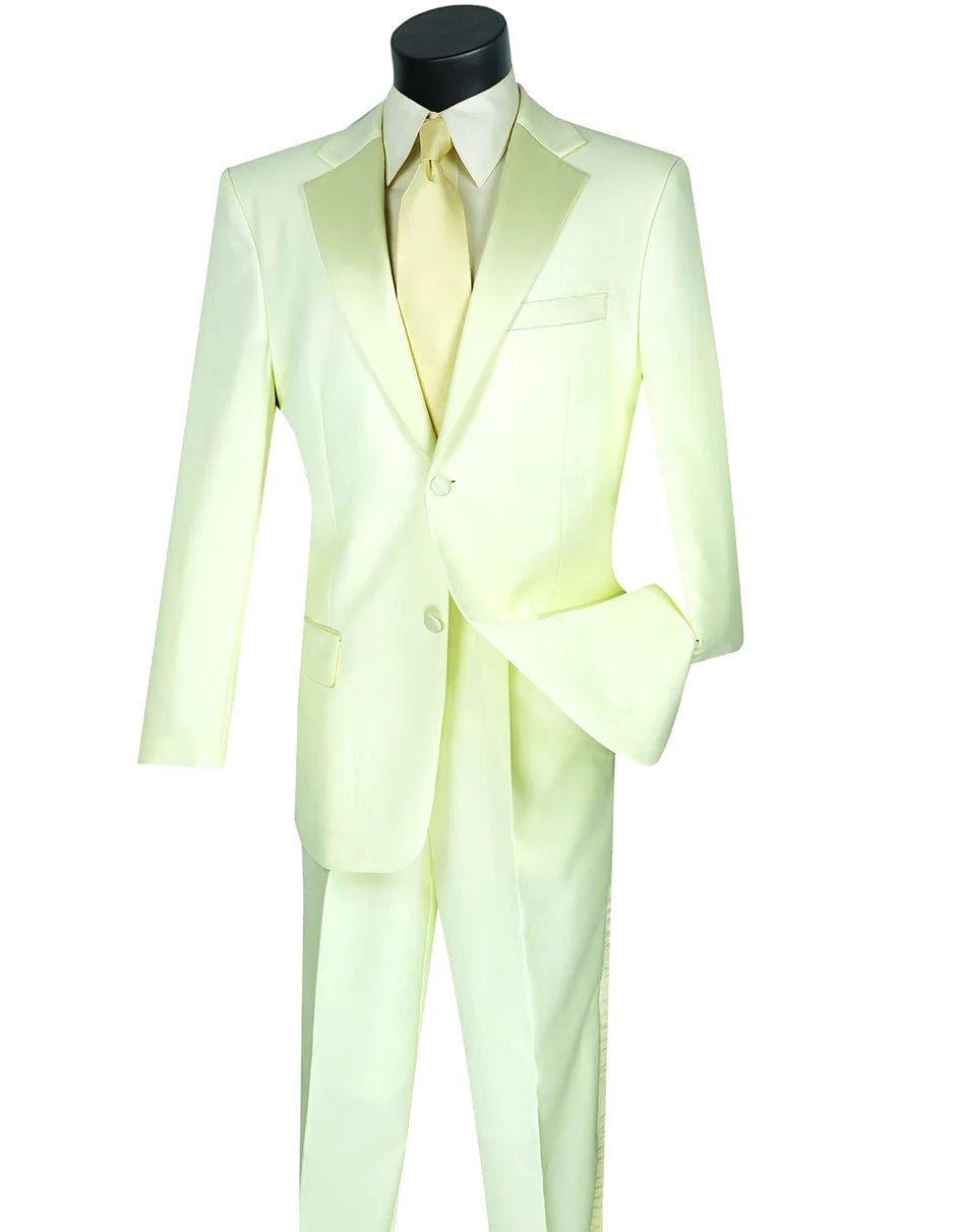 "Mens Affordable 2 Button Classic Tuxedo Suit in Ivory"