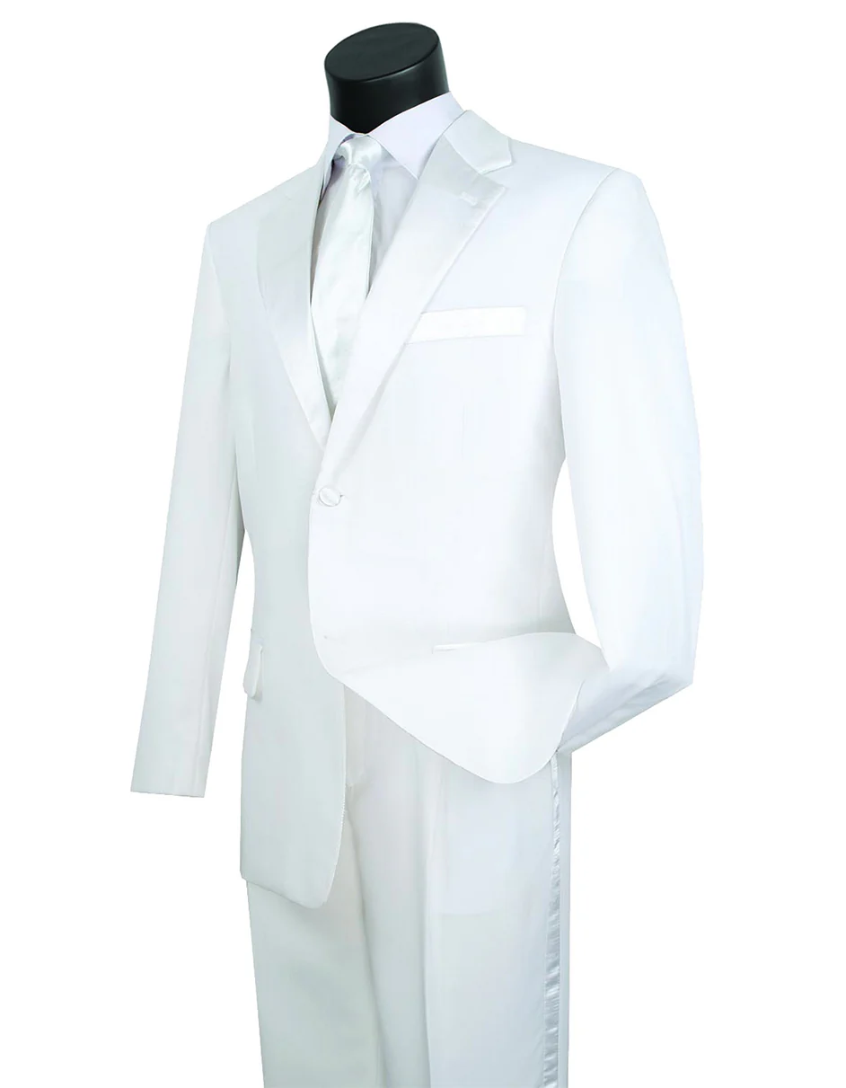 Mens Affordable 2 Button Classic Tuxedo White