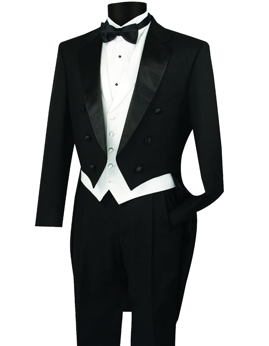 Mens 3pc Vested Classic Tuxedo in Black
