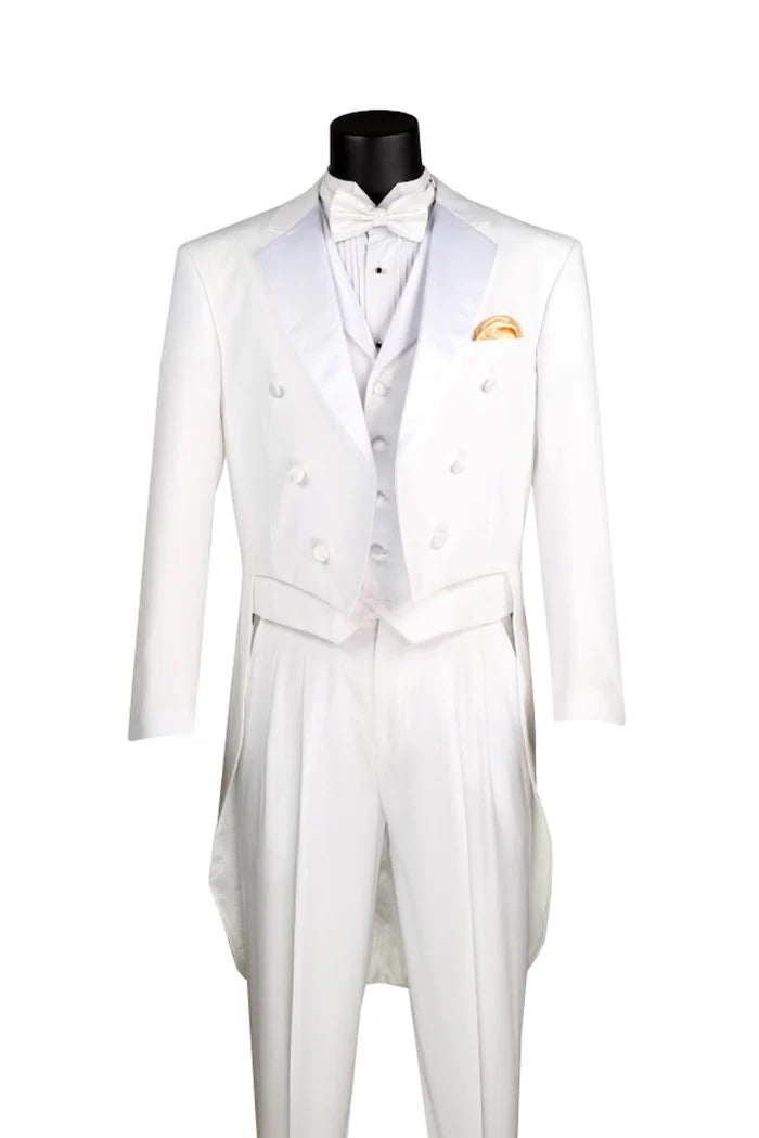 Mens Tuxedo Regular Fit Collection with Tails 3 Piece in Black - 34 Short or Extra Small