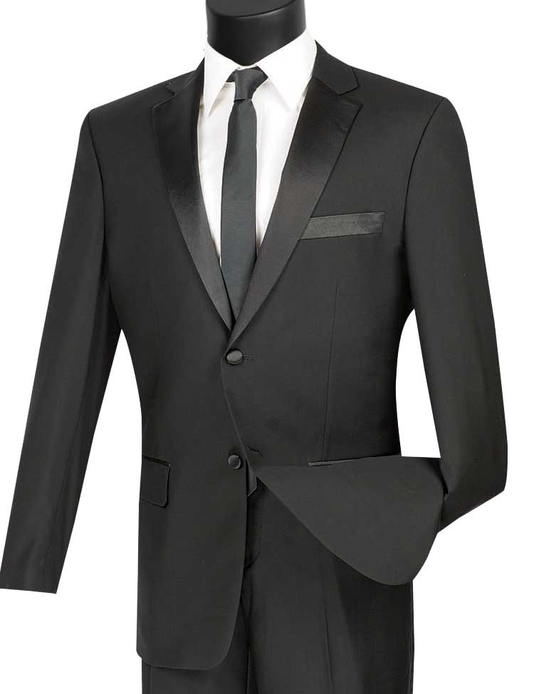 Excalibur Collection - Slim Fit Tuxedo 2 Piece 2 Buttons Design in Black - Black