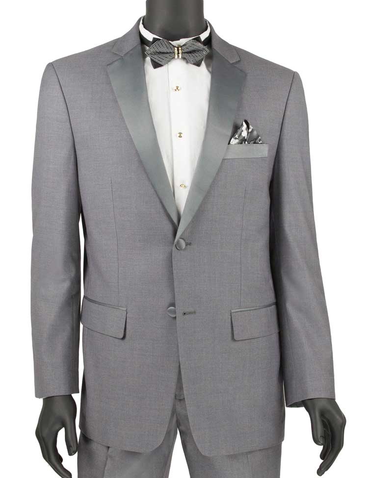 (38S, 40S, 46R, 50R) Slim Fit 2 Piece Gray Tuxedo - Gray