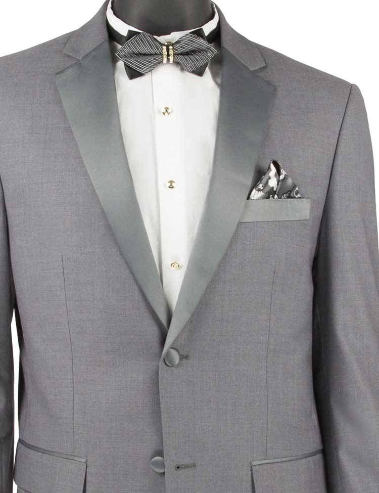 (38S, 40S, 46R, 50R) Slim Fit 2 Piece Gray Tuxedo - Gray