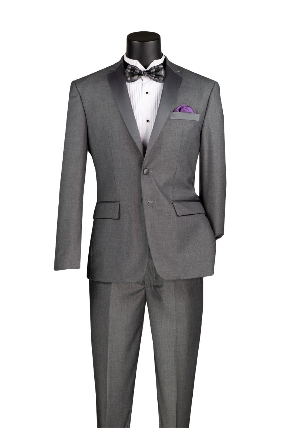 Excalibur Collection - Slim Fit Tuxedo 2 Piece 2 Buttons Design in Gray - Gray