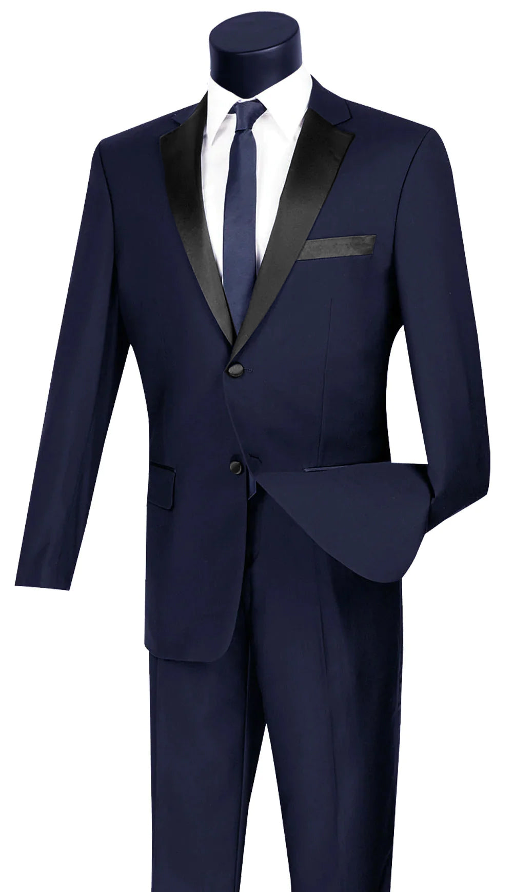 Excalibur Collection - Slim Fit Tuxedo 2 Piece 2 Buttons Design in Navy - Navy