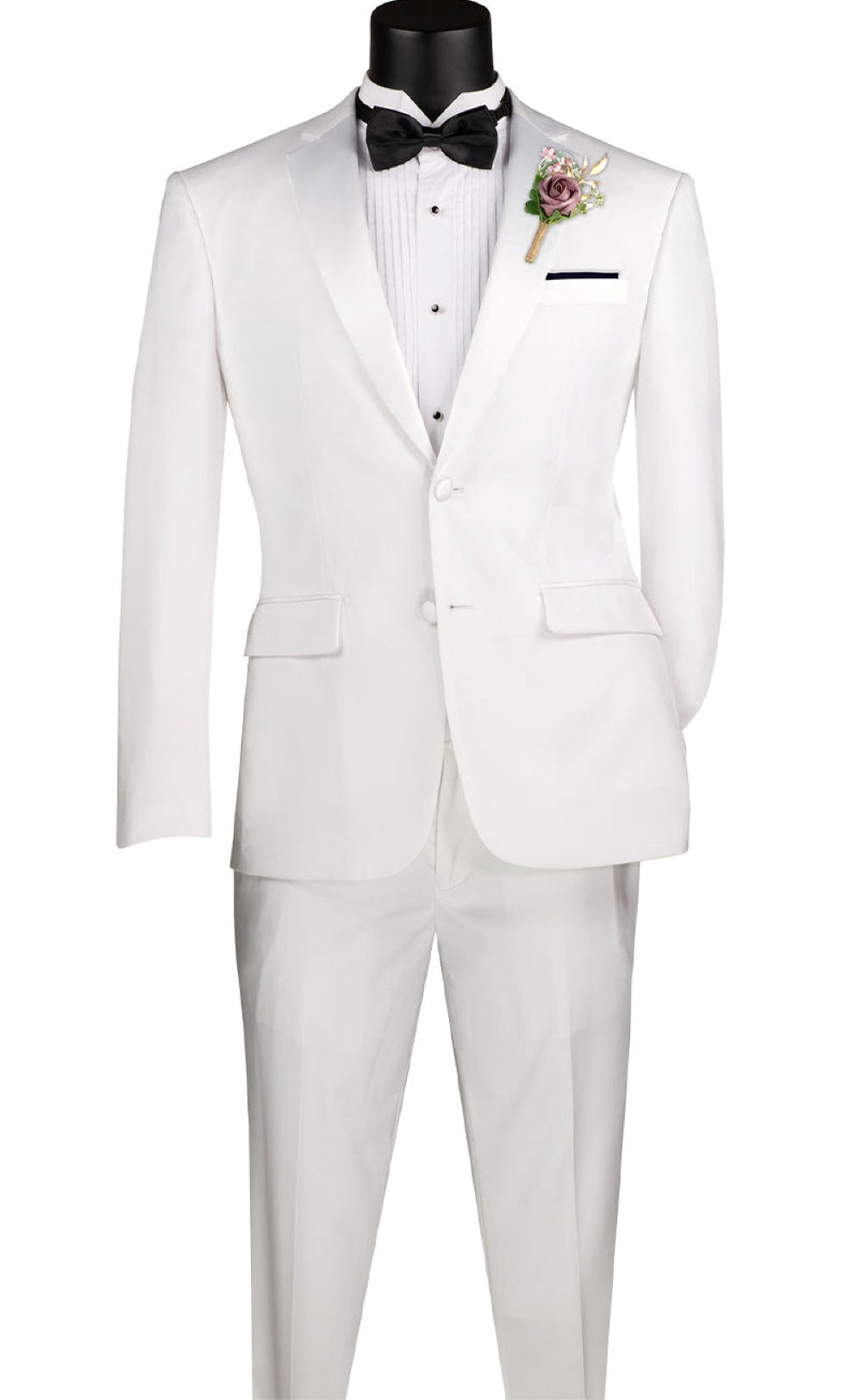 Excalibur Collection - Slim Fit Tuxedo 2 Piece 2 Button Design in White - White