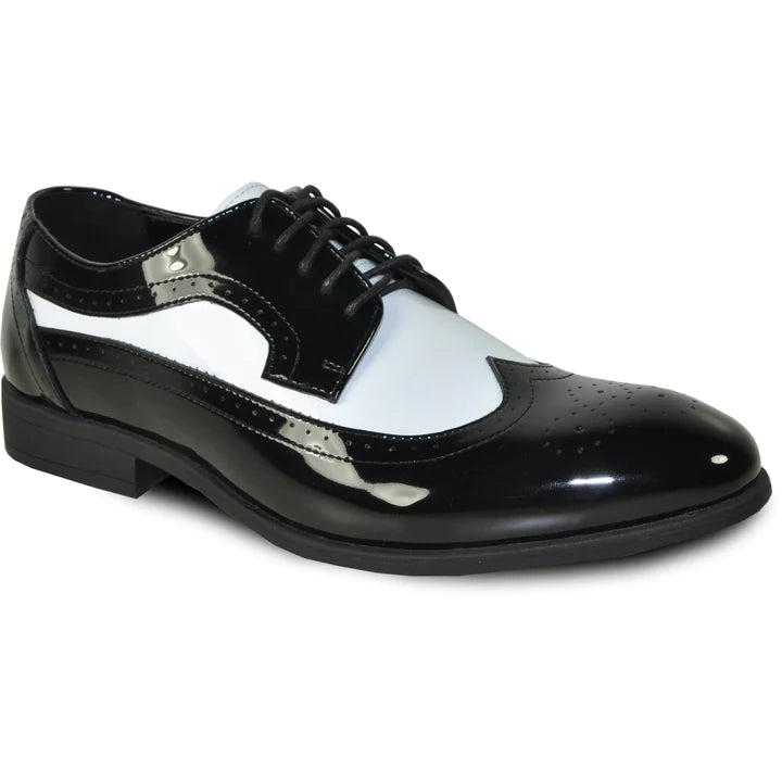 Mens 1920'S Gangster Wing Tip Dress Shoe In Black And White