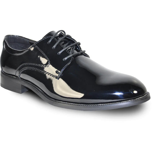 MENS PLAIN ROUND TOE SHINY PATENT SHOE IN BLACK