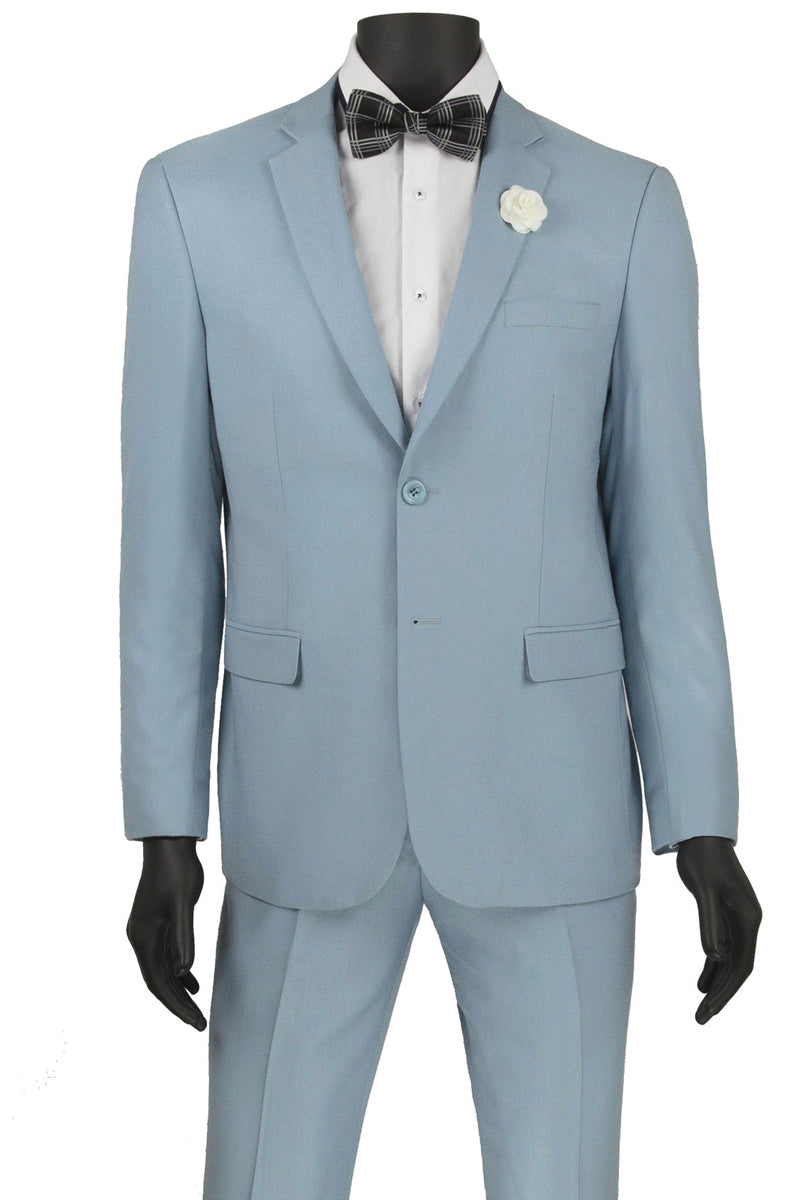 Mens Slim Fit Wool Feel Suit in Blue - 36 Short
