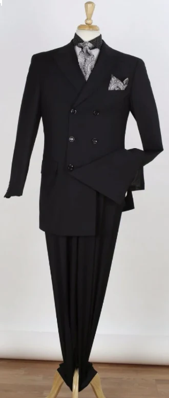Apollo King Men's 3pc Double Breasted Suit New Solid Colors - 40R