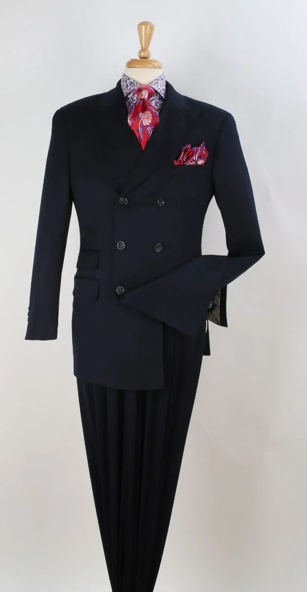 Apollo King Men's 3pc Double Breasted Suit New Solid Colors - 40R