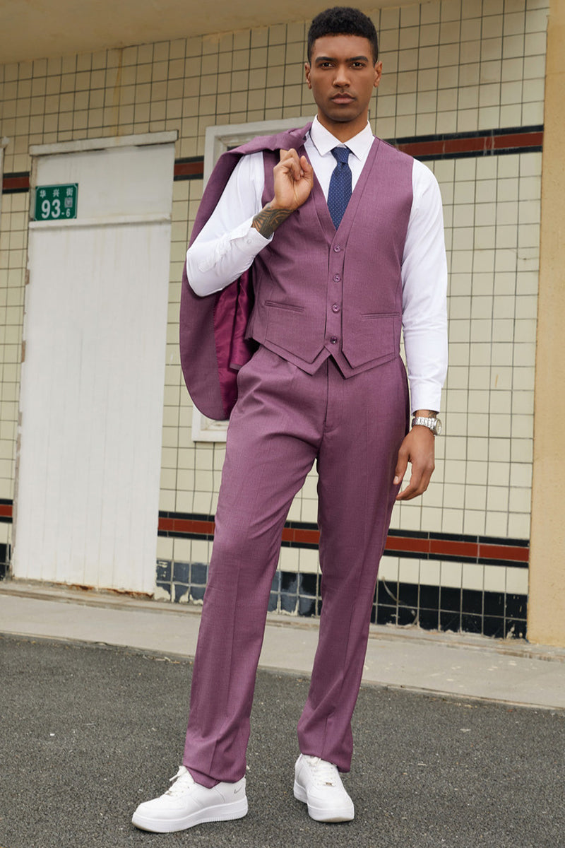 "Stacy Adams Men's Fancy Two-Button Vested Suit in Lilac Lavender"