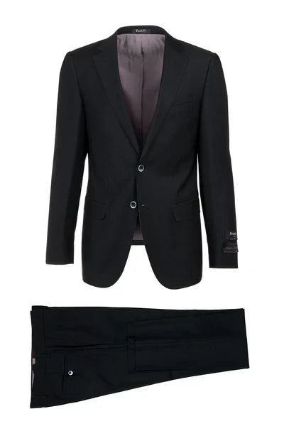 Porto Black, Slim Fit, Pure Wool Suit by Tiglio Luxe TIG1001 - 36R