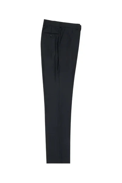 Black Flat Front Slim Fit Wool Dress Pant 2564 by Tiglio Luxe TIG1001 - 28