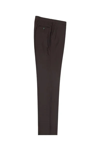 Brown Flat Front Wool Dress Pant 2560 by Tiglio Luxe TIG1003 - 30