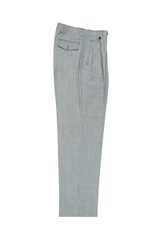 Tiglio Luxe Light Gray Birdseye Wide Leg, Pure Wool Dress Pants 2576 TIG1018 - 32