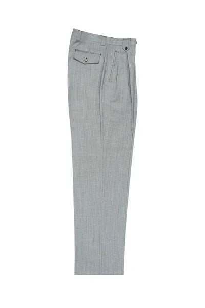 Light Gray Bridseye Wide Leg Wool Dress Pant 2586/2576 by Tiglio Luxe TIG1018 - 32