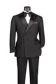 Modern Fit Black 2 Piece Double Breasted Tuxedo Adjustable Waistband with Oversized Bow Tie
