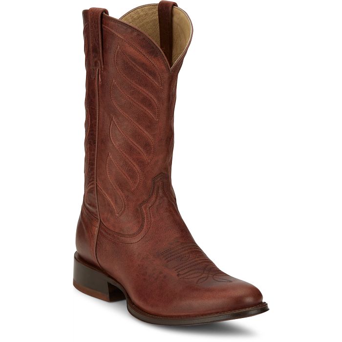 Cognac Round Toe Goat Cowboy Boot - D