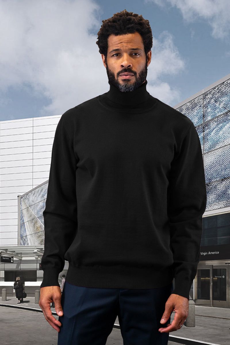 Men's Designer Wool & Cashmere Dress Sweater in Black - Small