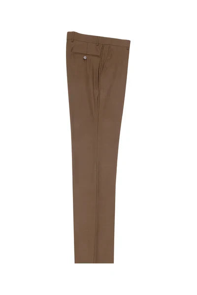 Tobacco Flat Front Wool Dress Pant 2560 by Tiglio Luxe TOBACCO - 30