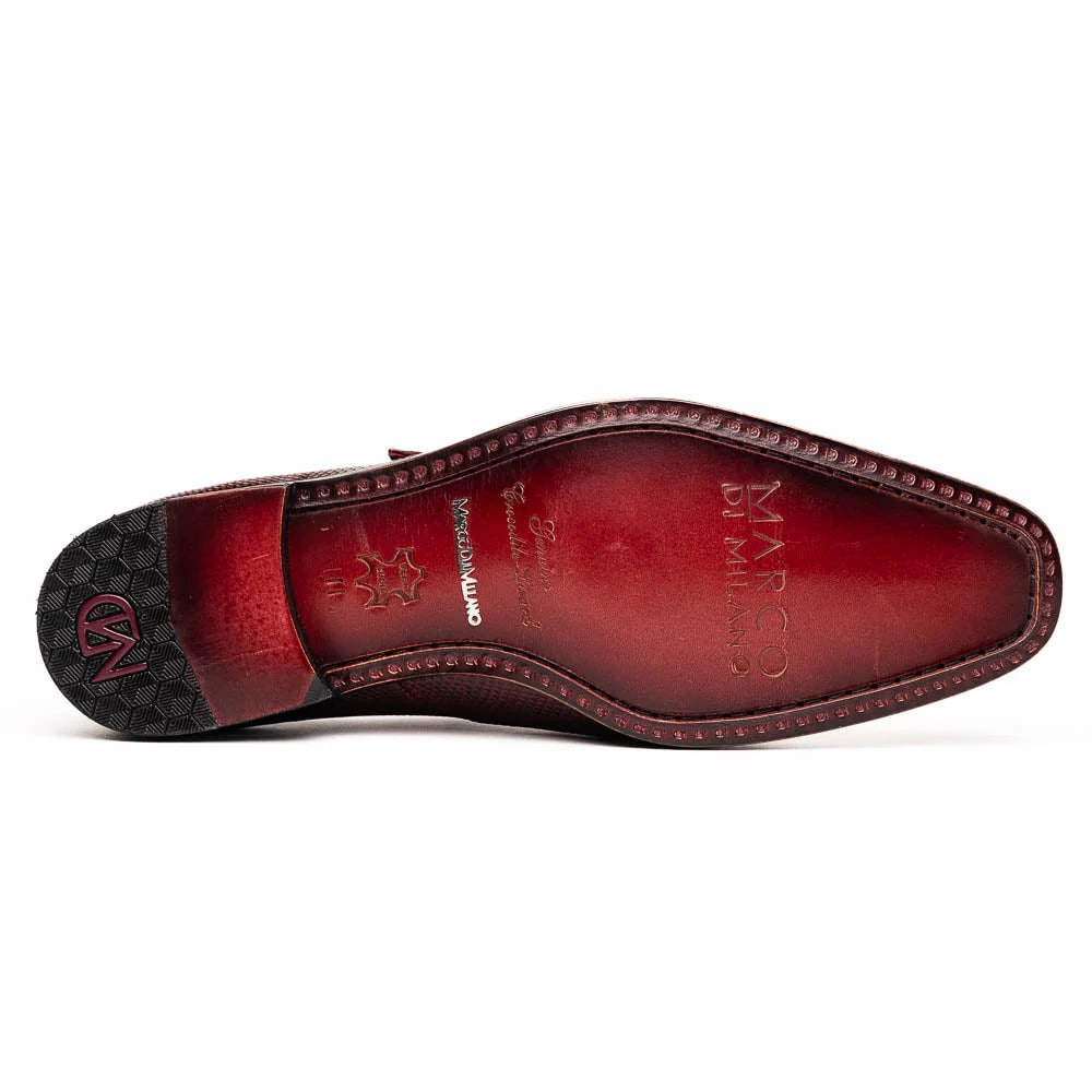 Marco Di Milano Toluca Wine / Burgundy Monk Strap Lizard & Crocodile Shoes - 6